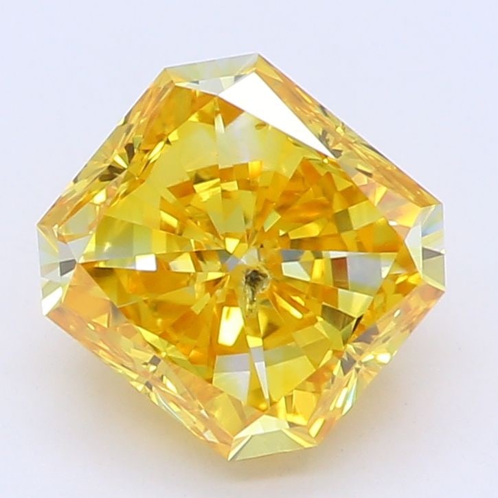 Loose Diamond - RADIANT 1.26ct Fancy Vivid Orange Yellow I2: Loose Diamond - RADIANT 1.26ct Fancy Vivid Orange Yellow I2 Source: This is a real non-mined Diamond that has been grown in a lab Shape: RADIANT Carats: 1.26 Color: Fancy Vivid Orange Yellow Certifica