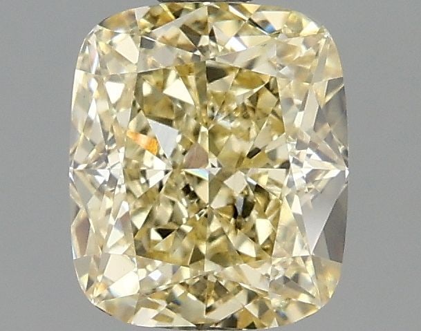 Loose Diamond - CUSHION MODIFIED 1.54ct Fancy Light Yellow VS2: Loose Diamond - CUSHION MODIFIED 1.54ct Fancy Light Yellow VS2 Source: This is a real non-mined Diamond that has been grown in a lab Shape: CUSHION MODIFIED Carats: 1.54 Color: Fancy Light Yellow Cert