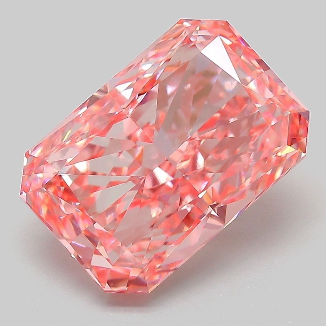 Loose Diamond - RADIANT 5.61ct Fancy Vivid Orangey Pink VS1: Loose Diamond - RADIANT 5.61ct Fancy Vivid Orangey Pink VS1 Source: This is a real non-mined Diamond that has been grown in a lab Shape: RADIANT Carats: 5.61 Color: Fancy Vivid Orangey Pink Certificat