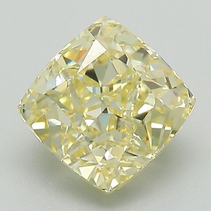Loose Diamond - CUSHION MODIFIED 1.78ct Fancy Light Yellow VS1: Loose Diamond - CUSHION MODIFIED 1.78ct Fancy Light Yellow VS1 Source: This is a real non-mined Diamond that has been grown in a lab Shape: CUSHION MODIFIED Carats: 1.78 Color: Fancy Light Yellow Cert