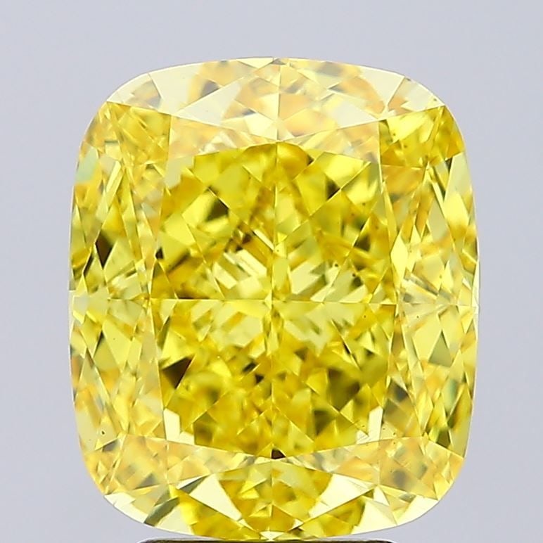 Loose Diamond - CUSHION MODIFIED 5.02ct Fancy Vivid Yellow VS1: Loose Diamond - CUSHION MODIFIED 5.02ct Fancy Vivid Yellow VS1 Source: This is a real non-mined Diamond that has been grown in a lab Shape: CUSHION MODIFIED Carats: 5.02 Color: Fancy Vivid Yellow Cert