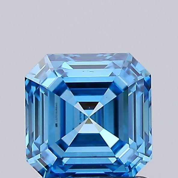 Loose Diamond - ASSCHER 1.01ct Fancy Vivid Blue VS2: Loose Diamond - ASSCHER 1.01ct Fancy Vivid Blue VS2 Source: This is a real non-mined Diamond that has been grown in a lab Shape: ASSCHER Carats: 1.01 Color: Fancy Vivid Blue Certification: IGI Video: