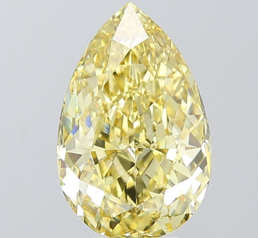 Loose Diamond - PEAR 5.1ct Fancy Intense Yellow VS1: Loose Diamond - PEAR 5.1ct Fancy Intense Yellow VS1 Source: This is a real non-mined Diamond that has been grown in a lab Shape: PEAR Carats: 5.1 Color: Fancy Intense Yellow Certification: IGI Video: