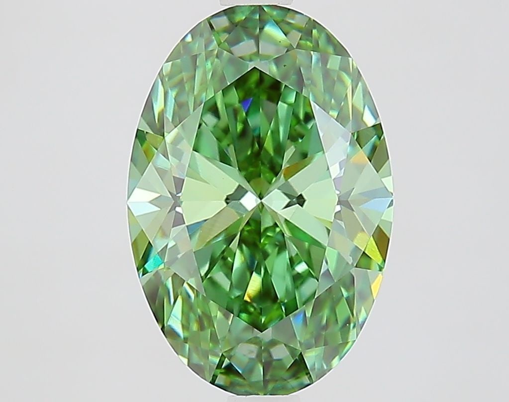 Loose Diamond - OVAL 3.03ct Fancy Vivid Green VS1: Loose Diamond - OVAL 3.03ct Fancy Vivid Green VS1 Source: This is a real non-mined Diamond that has been grown in a lab Shape: OVAL Carats: 3.03 Color: Fancy Vivid Green Certification: IGI Video: