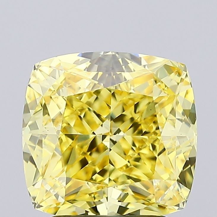 Loose Diamond - CUSHION MODIFIED 2.61ct Fancy Vivid Yellow VS1: Loose Diamond - CUSHION MODIFIED 2.61ct Fancy Vivid Yellow VS1 Source: This is a real non-mined Diamond that has been grown in a lab Shape: CUSHION MODIFIED Carats: 2.61 Color: Fancy Vivid Yellow Cert