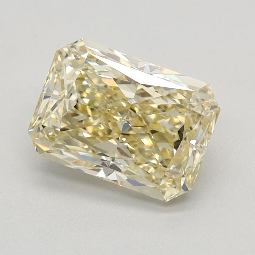Loose Diamond - RADIANT 1.27ct Fancy Light Yellow VVS2: Loose Diamond - RADIANT 1.27ct Fancy Light Yellow VVS2 Source: This is a real non-mined Diamond that has been grown in a lab Shape: RADIANT Carats: 1.27 Color: Fancy Light Yellow Certification: IGI Vi