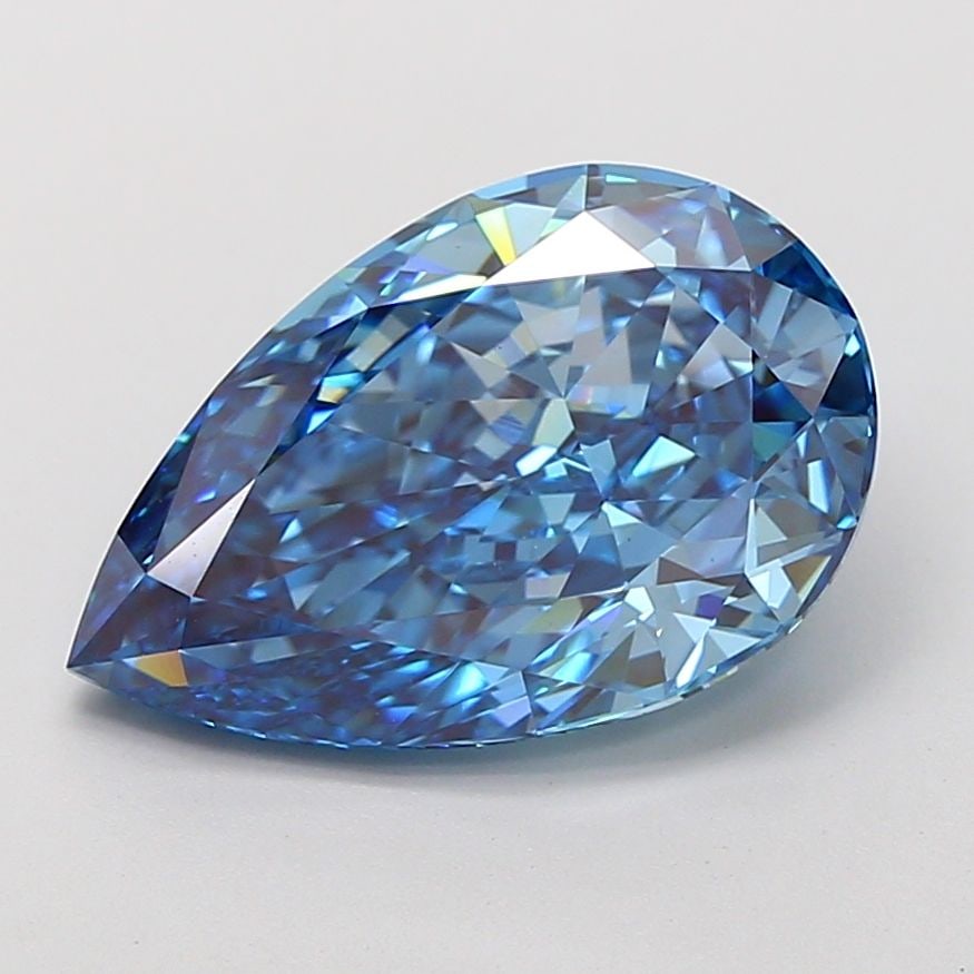 Loose Diamond - PEAR 5.08ct Fancy Vivid Blue VS1: Loose Diamond - PEAR 5.08ct Fancy Vivid Blue VS1 Source: This is a real non-mined Diamond that has been grown in a lab Shape: PEAR Carats: 5.08 Color: Fancy Vivid Blue Certification: IGI Video:
