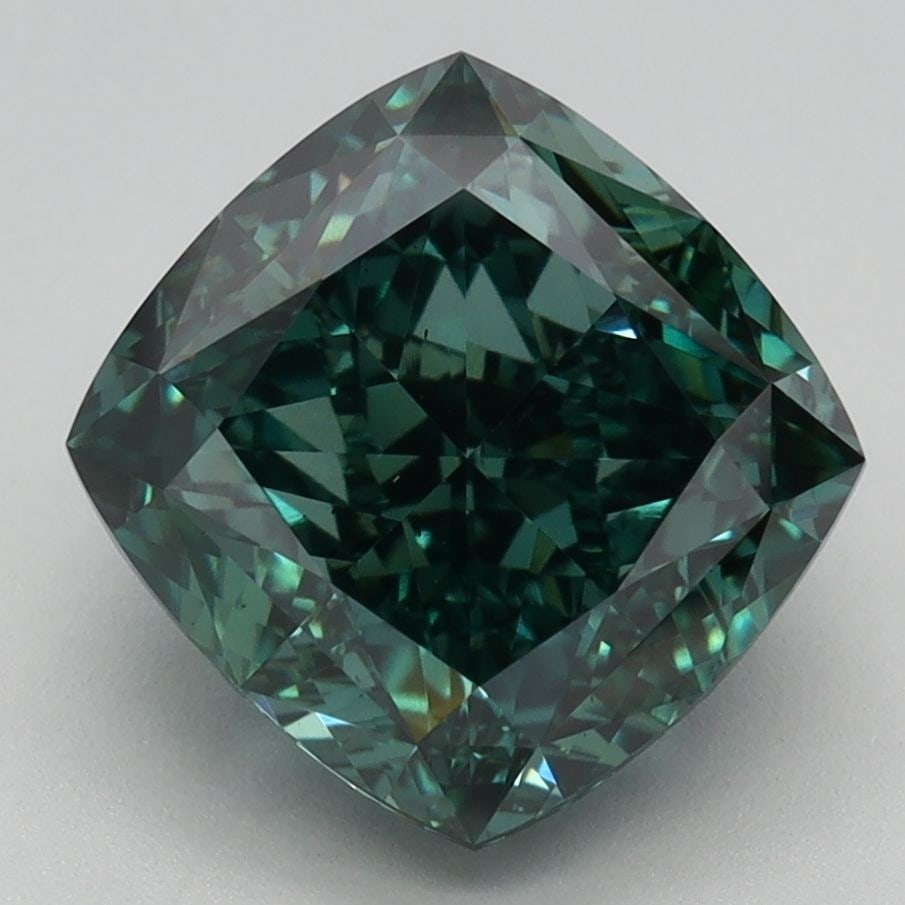 Loose Diamond - CUSHION MODIFIED 3.51ct Fancy Vivid Green VS1: Loose Diamond - CUSHION MODIFIED 3.51ct Fancy Vivid Green VS1 Source: This is a real non-mined Diamond that has been grown in a lab Shape: CUSHION MODIFIED Carats: 3.51 Color: Fancy Vivid Green Certif