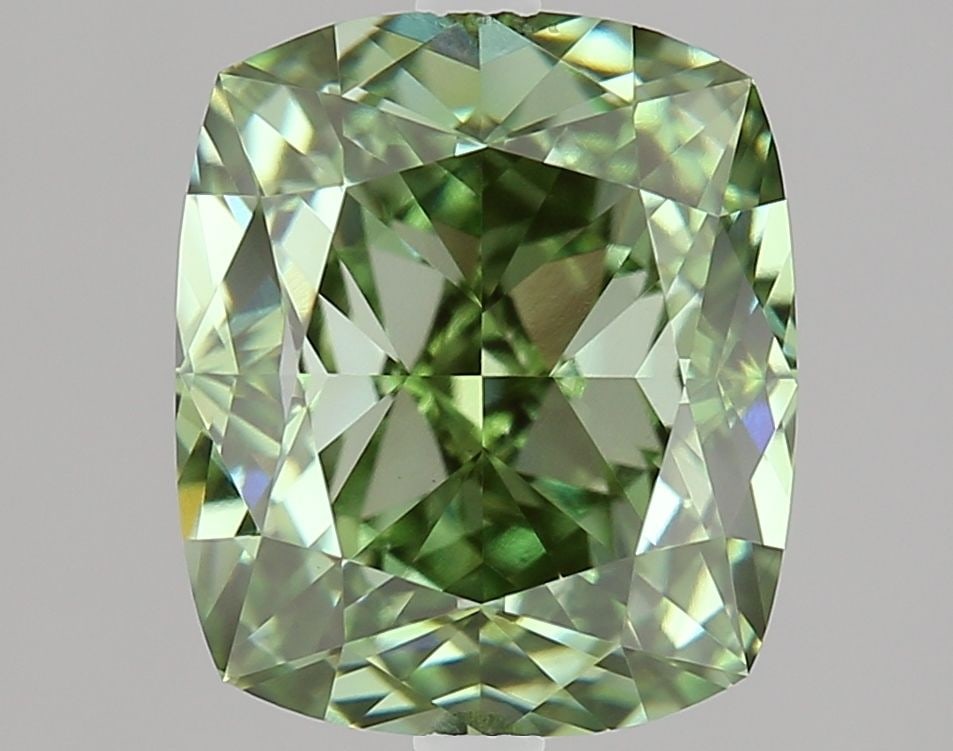 Loose Diamond - CUSHION MODIFIED 2.52ct Fancy Vivid Green VVS2: Loose Diamond - CUSHION MODIFIED 2.52ct Fancy Vivid Green VVS2 Source: This is a real non-mined Diamond that has been grown in a lab Shape: CUSHION MODIFIED Carats: 2.52 Color: Fancy Vivid Green Certi