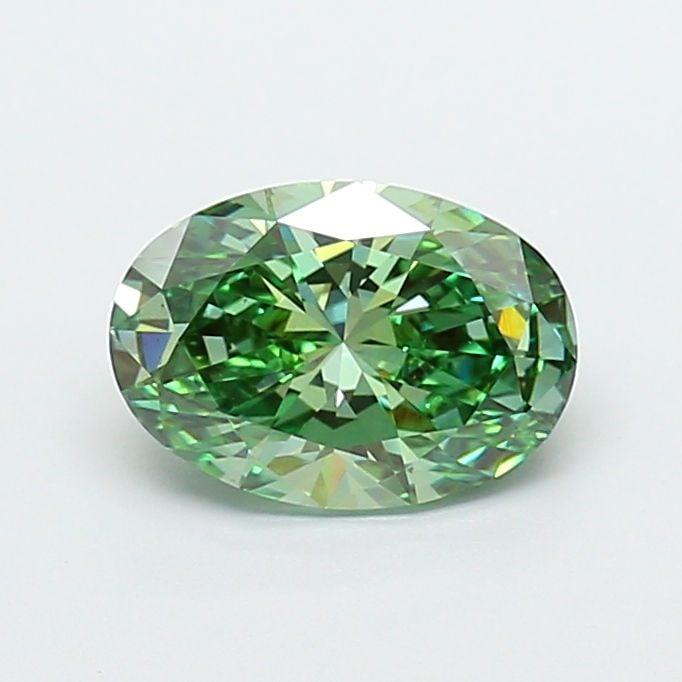 Loose Diamond - OVAL 1.5ct Fancy Vivid Green VS2: Loose Diamond - OVAL 1.5ct Fancy Vivid Green VS2 Source: This is a real non-mined Diamond that has been grown in a lab Shape: OVAL Carats: 1.5 Color: Fancy Vivid Green Certification: IGI Video:
