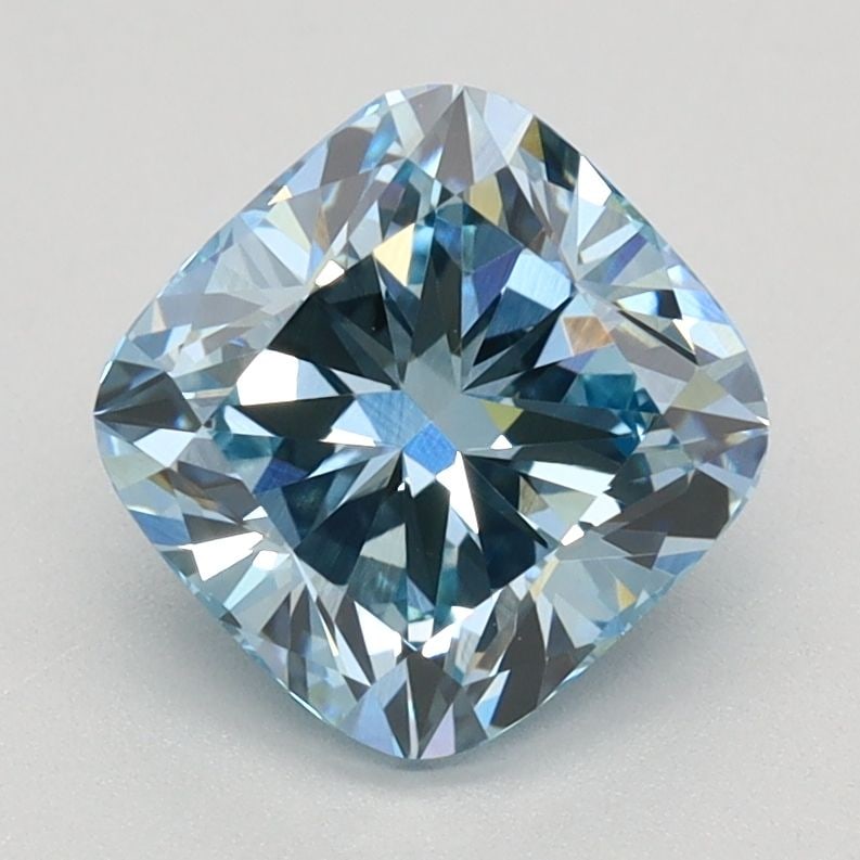 Loose Diamond - CUSHION BRILLIANT 1.59ct Fancy Intense Blue VVS2: Loose Diamond - CUSHION BRILLIANT 1.59ct Fancy Intense Blue VVS2 Source: This is a real non-mined Diamond that has been grown in a lab Shape: CUSHION BRILLIANT Carats: 1.59 Color: Fancy Intense Blue C