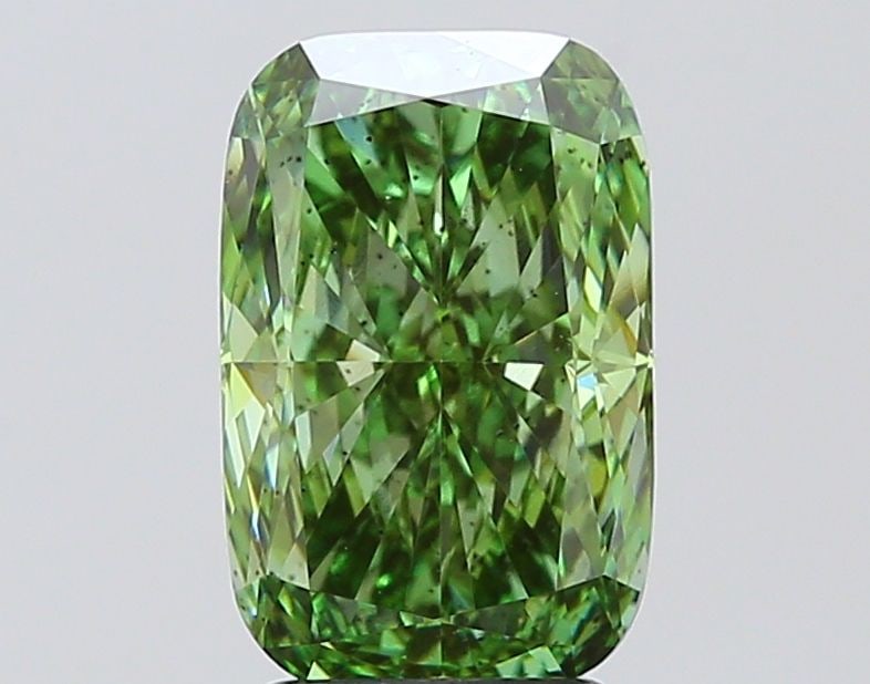 Loose Diamond - CUSHION MODIFIED 3.01ct Fancy Vivid Green SI1: Loose Diamond - CUSHION MODIFIED 3.01ct Fancy Vivid Green SI1 Source: This is a real non-mined Diamond that has been grown in a lab Shape: CUSHION MODIFIED Carats: 3.01 Color: Fancy Vivid Green Certif