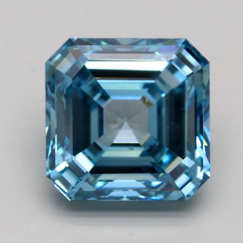 Loose Diamond - ASSCHER 3.03ct Fancy Vivid Blue VS1: Loose Diamond - ASSCHER 3.03ct Fancy Vivid Blue VS1 Source: This is a real non-mined Diamond that has been grown in a lab Shape: ASSCHER Carats: 3.03 Color: Fancy Vivid Blue Certification: IGI Video: