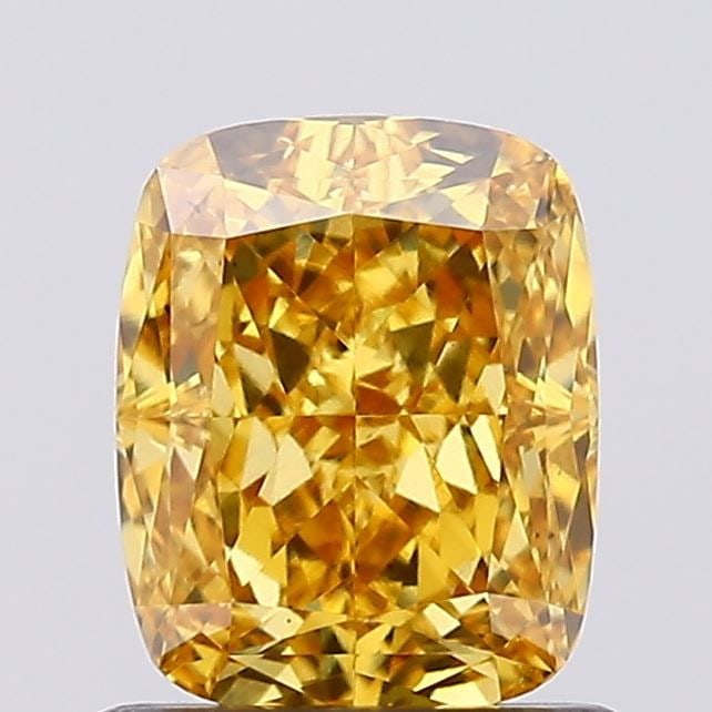 Loose Diamond - CUSHION MODIFIED 1.1ct Fancy Vivid Brownish Yellow VS1: Loose Diamond - CUSHION MODIFIED 1.1ct Fancy Vivid Brownish Yellow VS1 Source: This is a real non-mined Diamond that has been grown in a lab Shape: CUSHION MODIFIED Carats: 1.1 Color: Fancy Vivid Brow