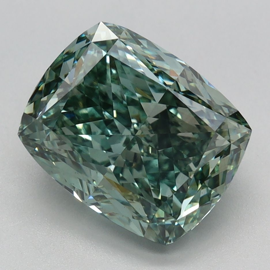 Loose Diamond - CUSHION MODIFIED 2.75ct Fancy Vivid Green VS1: Loose Diamond - CUSHION MODIFIED 2.75ct Fancy Vivid Green VS1 Source: This is a real non-mined Diamond that has been grown in a lab Shape: CUSHION MODIFIED Carats: 2.75 Color: Fancy Vivid Green Certif