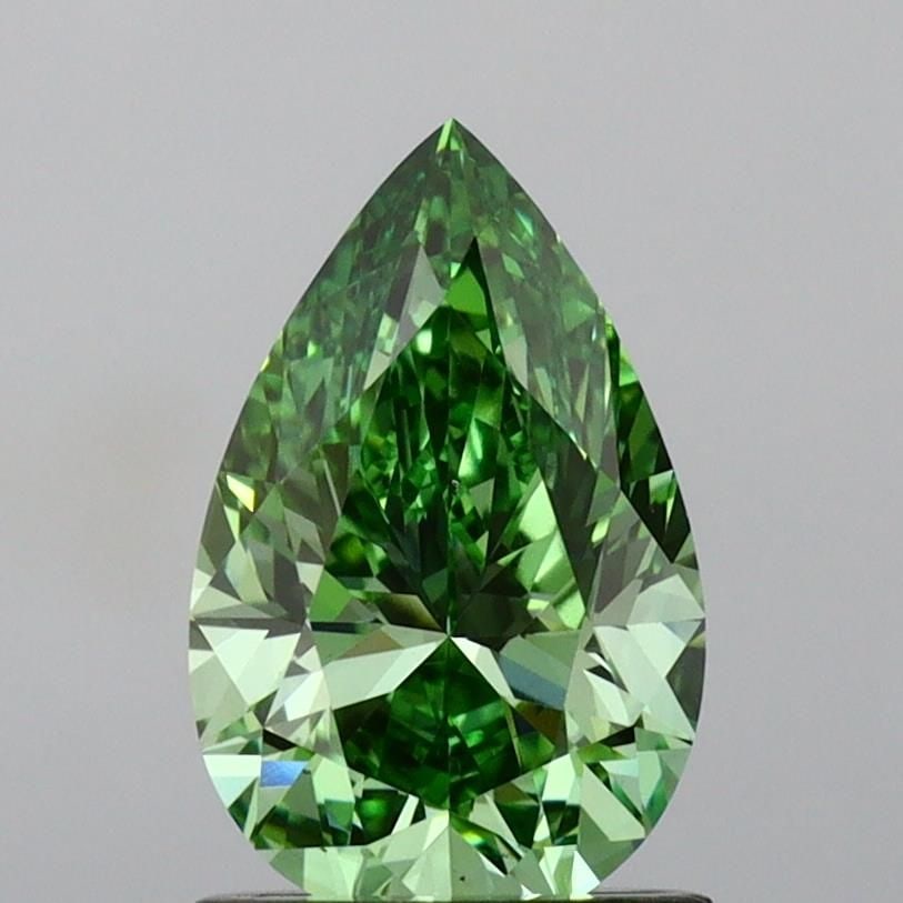 Loose Diamond - PEAR 1.3ct Fancy Vivid Green VS2: Loose Diamond - PEAR 1.3ct Fancy Vivid Green VS2 Source: This is a real non-mined Diamond that has been grown in a lab Shape: PEAR Carats: 1.3 Color: Fancy Vivid Green Certification: IGI Additional im