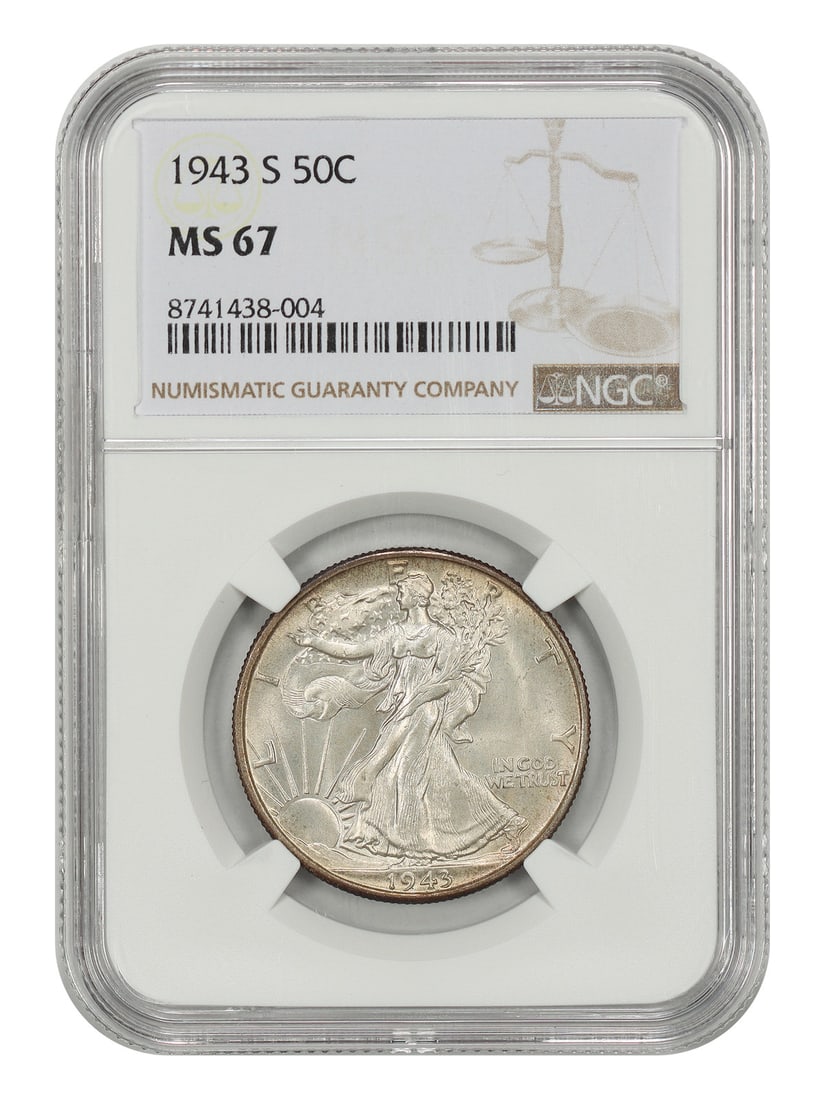 NGC MS67 1943 San Francisco Walking Liberty Half Dollar 50C (1 of 4)