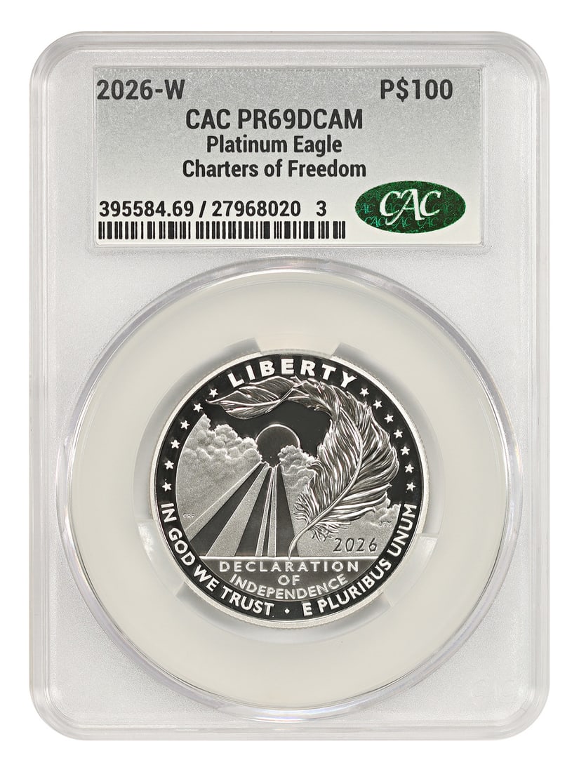 2026 Platinum Eagle $100 Proof Coin CACG PR69DCAM Declaration of Independence (1 of 6)