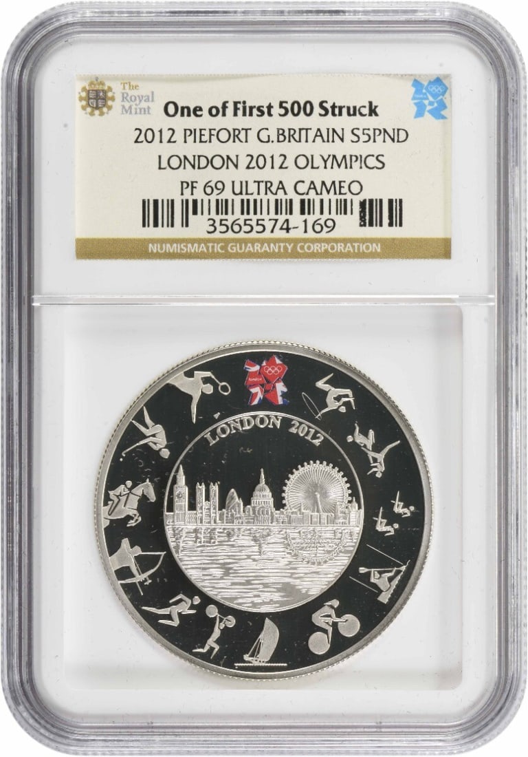 2012 Silver 5 Pound Coin NGC PF69UCAM London Olympics Commemorative (1 of 2)