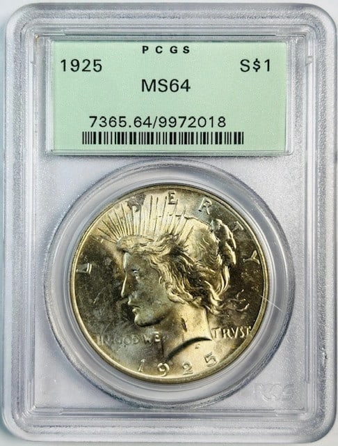 1925 Philadelphia Peace Silver Dollar PCGS MS64 Old Green Holder (1 of 2)