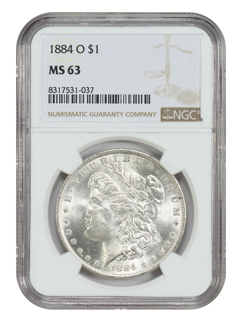 NGC MS63 1884 New Orleans Mint Morgan Silver Dollar: NGC MS63 1884 New Orleans Mint Morgan Silver Dollar This 1884-O Morgan Dollar is graded MS63 by NGC and features an uncirculated condition. Minted in New Orleans, this coin is a notable example from t