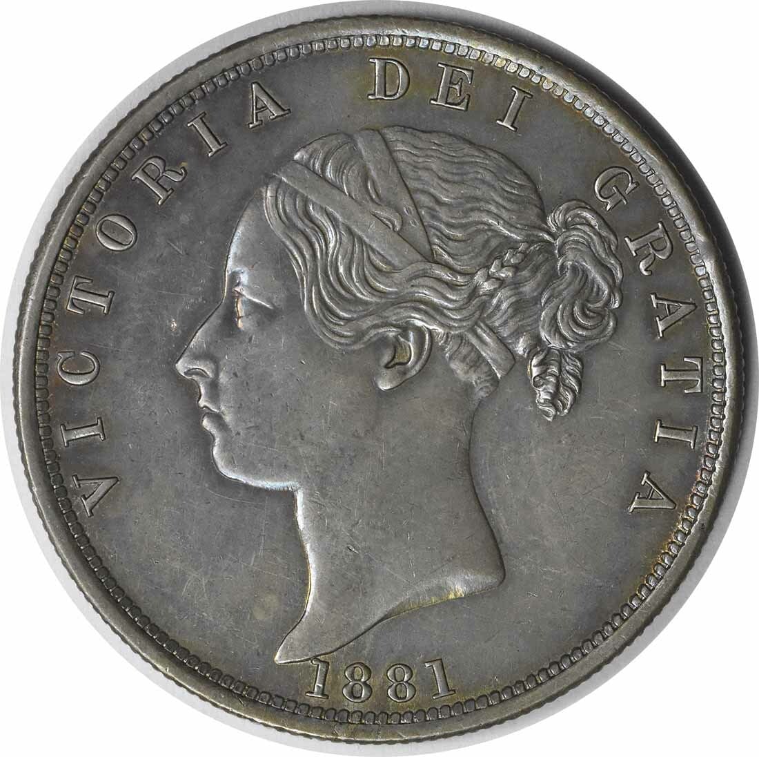 1881 United Kingdom Half Crown Coin AU Grade Uncertified: 1881 United Kingdom Half Crown Coin AU Grade Uncertified This is an 1881 Great Britain half crown coin, KM756, from the United Kingdom. The coin is circulated, in About Uncirculated (AU) grade, and is