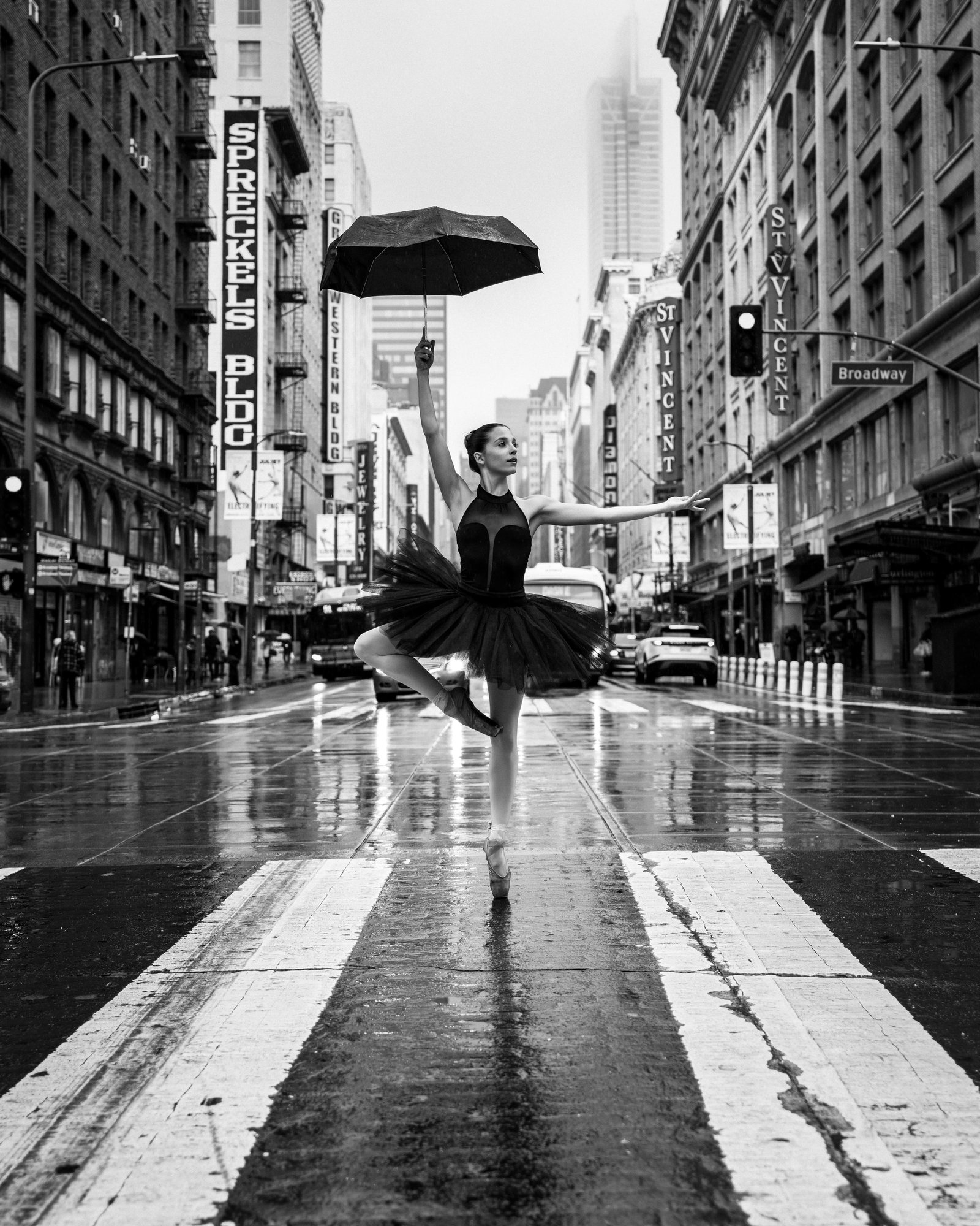 Brendan North Signed Black and White Photograph Rain Dance 20 x 16 Edition 2 of 15: Brendan North Signed Black and White Photograph Rain Dance 20 x 16 Edition 2 of 15 "Rain Dance" is a contemporary black and white photograph by Brendan North, created in 2024. This limited edition pri