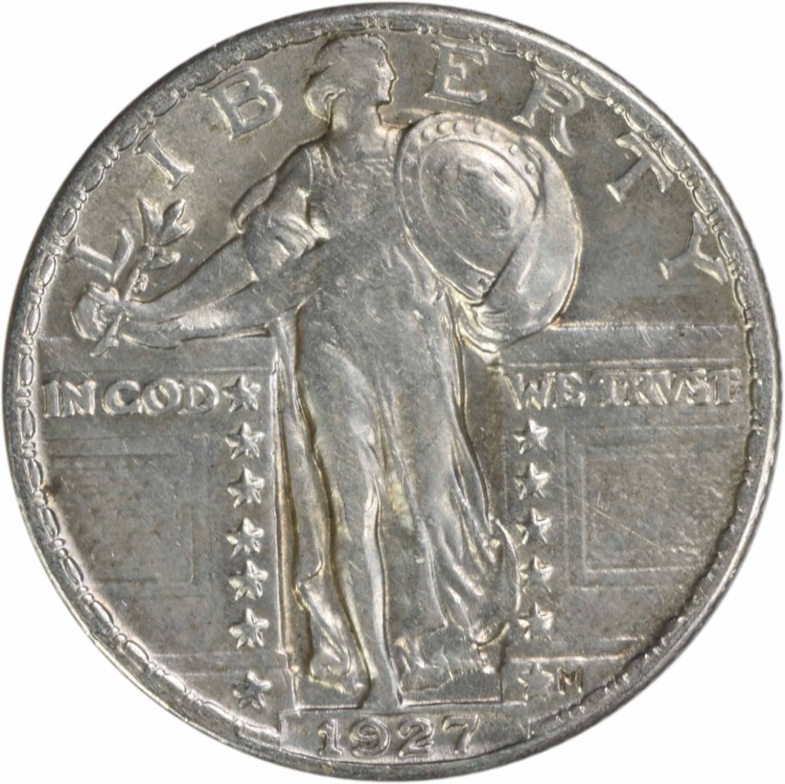 1927 Standing Liberty Quarter 90% Silver AU Uncertified Philadelphia: 1927 Standing Liberty Quarter 90% Silver AU Uncertified Philadelphia This 1927 Standing Liberty Silver Quarter is a remarkable piece of numismatic history, showcasing the artistry of designer Hermon A