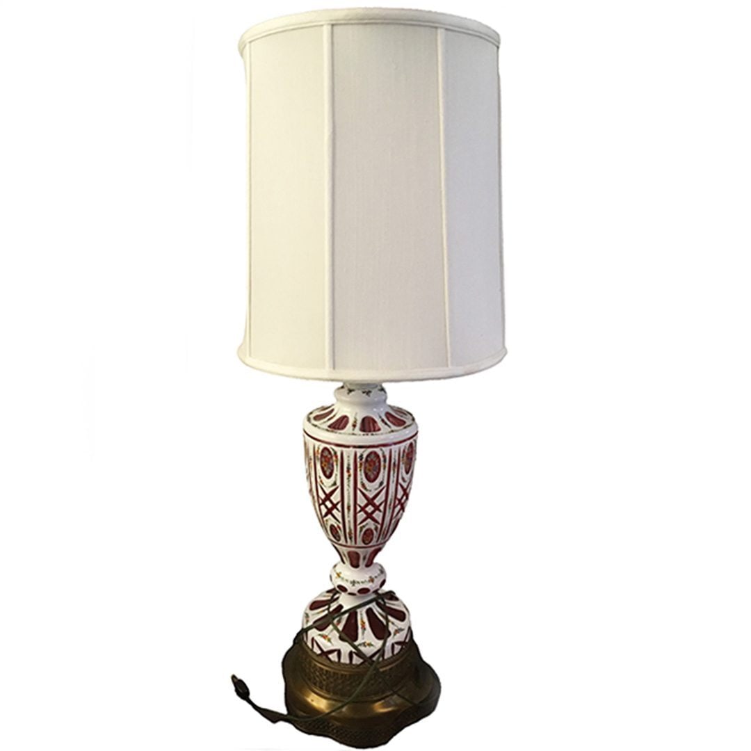 Antique Bohemian Art Cut Red Glass Table Lamp 32 inches (1 of 5)