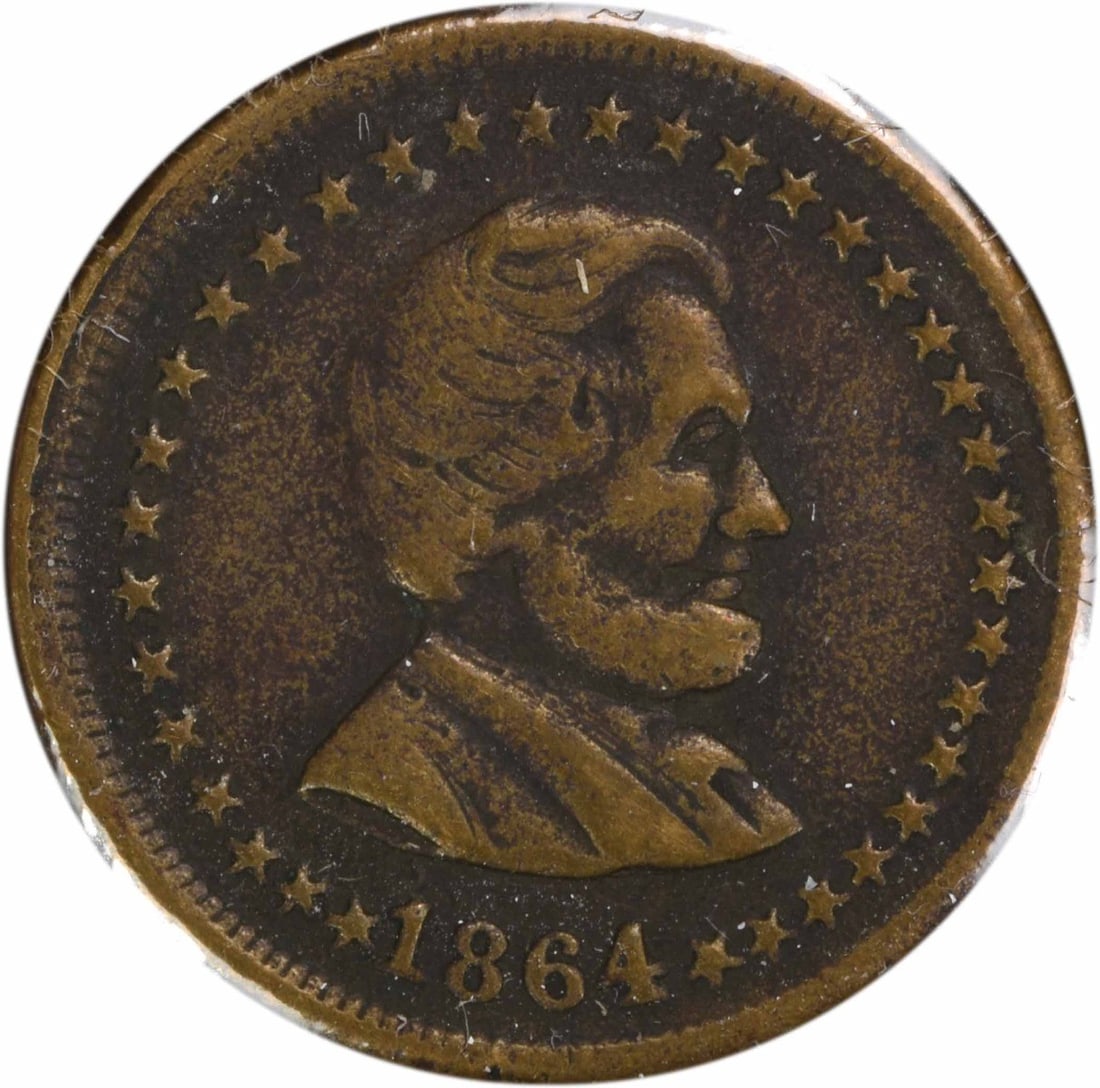 Patriotic Lincoln and Union 1864 Civil War Token Circulated Example (1 of 2)