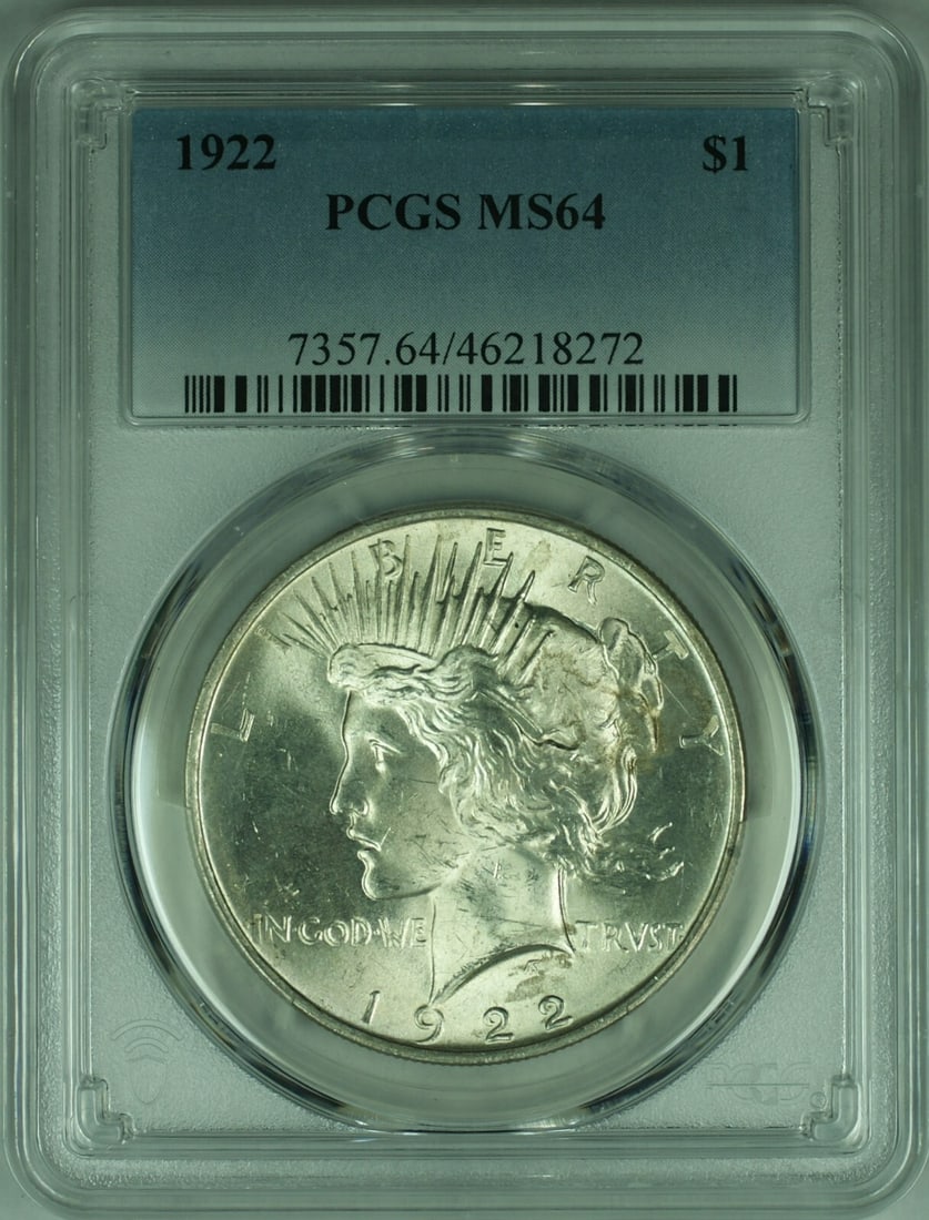 1922 Peace Dollar PCGS MS-64 Silver Coin Philadelphia Mint (1 of 2)