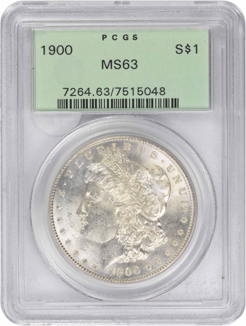 PCGS MS63 1900 Philadelphia Morgan Dollar VAM 11 Double Die Reverse: PCGS MS63 1900 Philadelphia Morgan Dollar VAM 11 Double Die Reverse This 1900 Morgan Silver Dollar is a VAM 11 DDR variety, certified MS63 by PCGS. It is composed of 90% silver and 10% copper, and was
