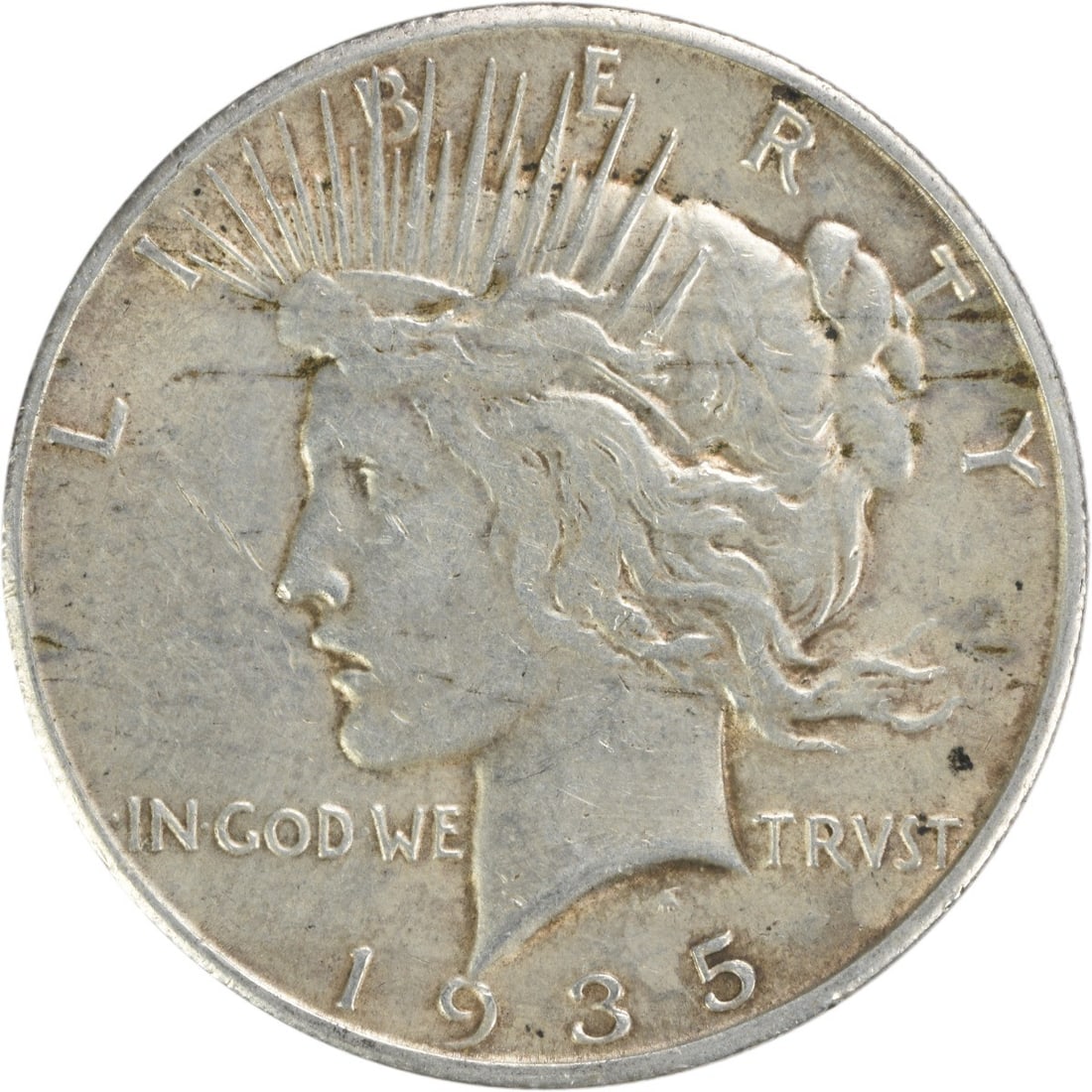 1935-S Peace Silver Dollar 90% Silver Circulated Coin: 1935-S Peace Silver Dollar 90% Silver Circulated Coin This 1935-S Peace Silver Dollar features a striking design by Anthony de Francisci and showcases the iconic Peace motif. Struck in San Francisco, 