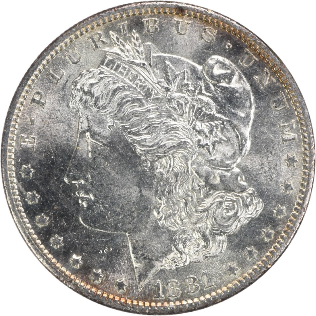 Uncirculated 1881 San Francisco Morgan Dollar Silver BU: Uncirculated 1881 San Francisco Morgan Dollar Silver BU This 1881-S Morgan Silver Dollar is an uncirculated coin with a Brilliant Uncirculated (BU) grade. Struck at the San Francisco Mint, it is compo