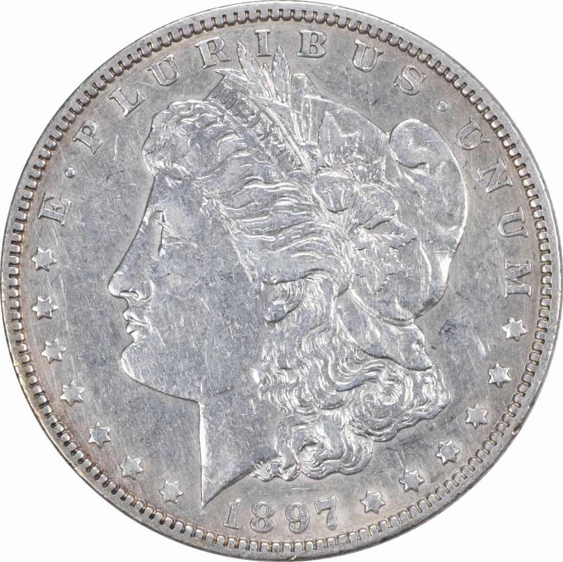 Extra Fine 1897-O Morgan Silver Dollar Uncertified Circulated US Coin: Extra Fine 1897-O Morgan Silver Dollar Uncertified Circulated US Coin This is an 1897-O Morgan Silver Dollar from the New Orleans Mint, featuring a composition of 90% silver and 10% copper. The coin i