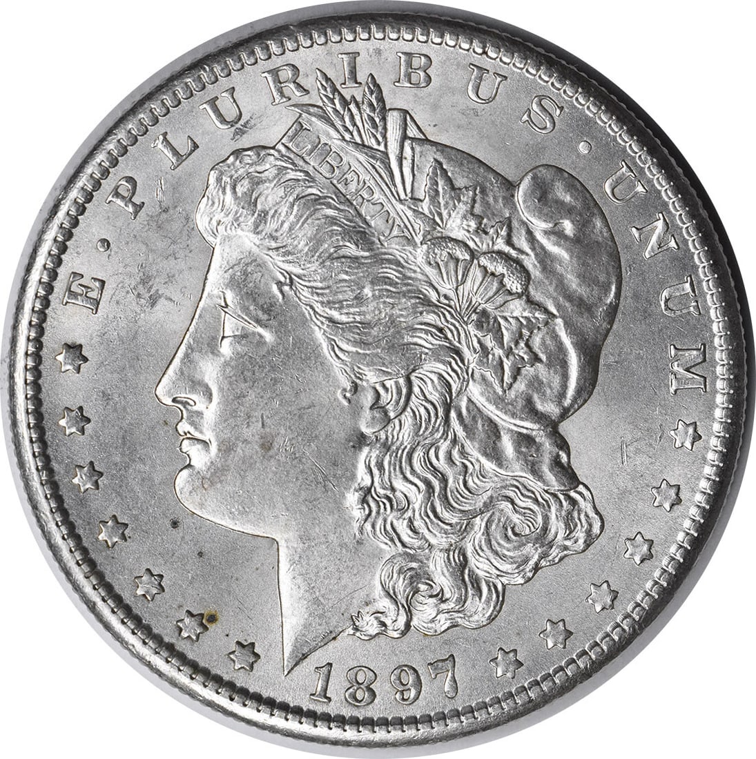Uncirculated 1897-S Silver Dollar Morgan Series Choice BU Uncertified: Uncirculated 1897-S Silver Dollar Morgan Series Choice BU Uncertified This is an 1897-S Morgan Silver Dollar from the United States, featuring the San Francisco mint mark. The coin is composed of silv