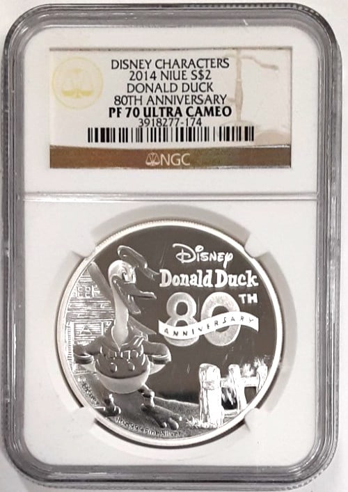 Donald Duck 2014 Niue $2 Silver Proof Coin NGC PF70 Ultra Cameo (1 of 2)