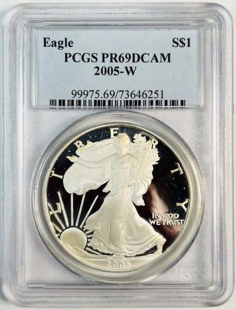 2005 West Point Silver Proof Eagle Dollar PCGS PR69 DCAM (1 of 2)