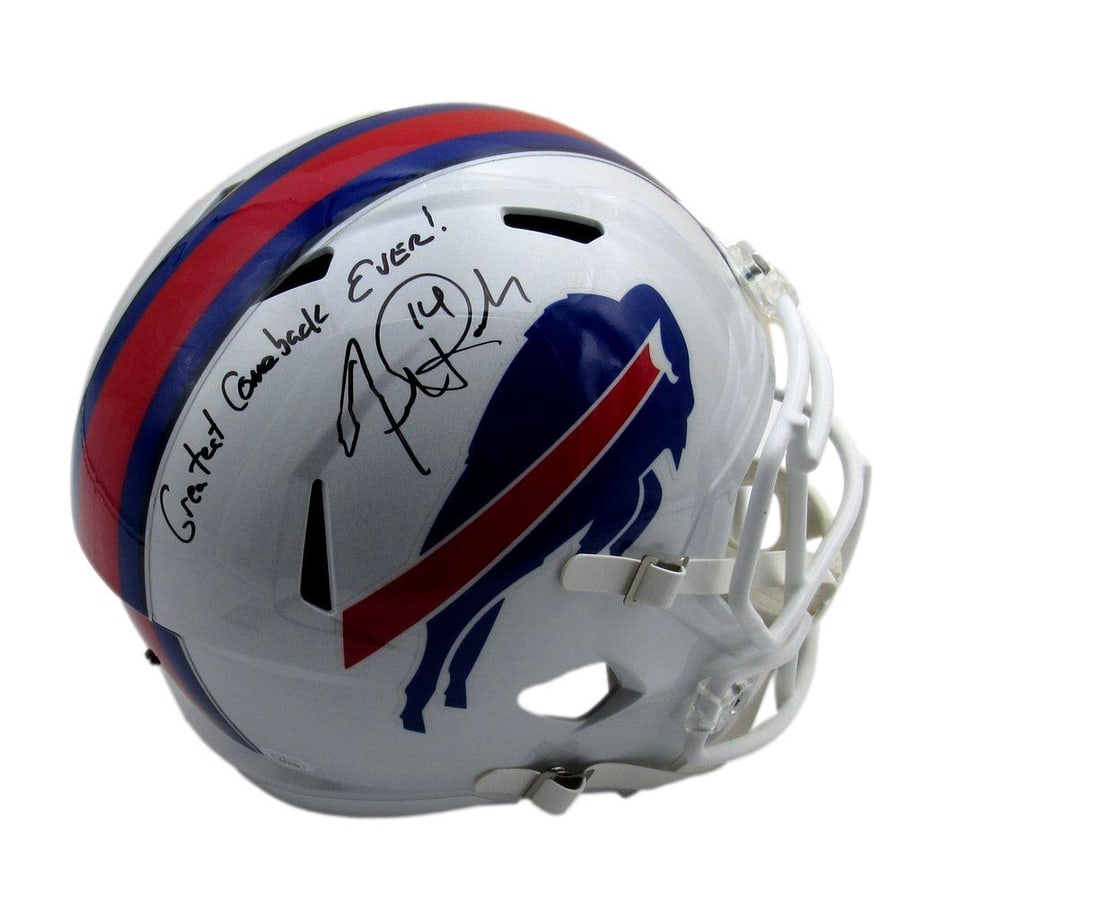 Frank Reich Signed Buffalo Bills Helmet with Greatest Comeback Inscription JSA Authenticated (1 of 4)