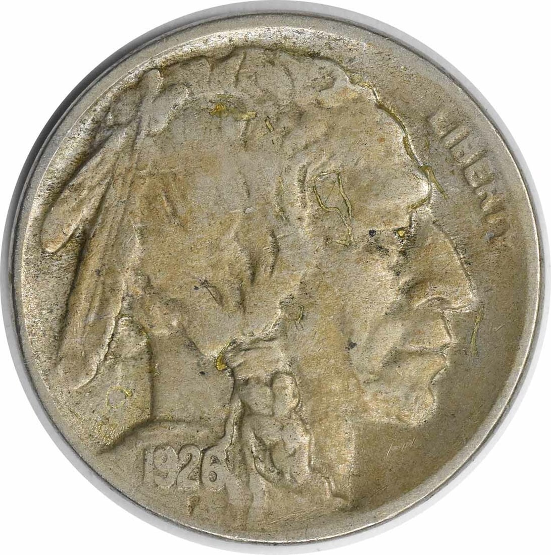 1926-S Buffalo Nickel VF Uncertified Circulated Coin: 1926-S Buffalo Nickel VF Uncertified Circulated Coin This 1926-S Buffalo Nickel is a classic piece for collectors, showcasing the iconic Buffalo design. It is graded as Very Fine (VF) and is in circul