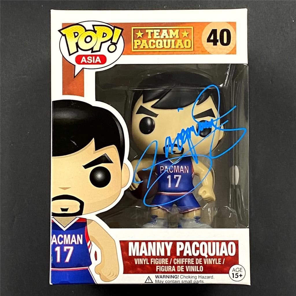 Autographed Funko Pop Pacman Basketball Figure Manny Pacquiao JSA Authenticated: Autographed Funko Pop Pacman Basketball Figure Manny Pacquiao JSA Authenticated This is an original Funko Pop! Figure featuring Manny Pacquiao, signed by the athlete himself. The autograph is authenti