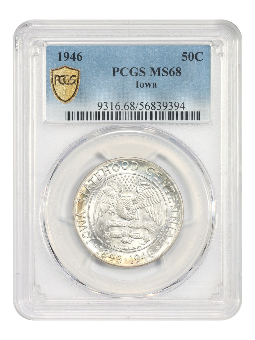 Iowa Centennial 1946 Half Dollar PCGS MS68 Silver Commemorative Coin (1 of 4)