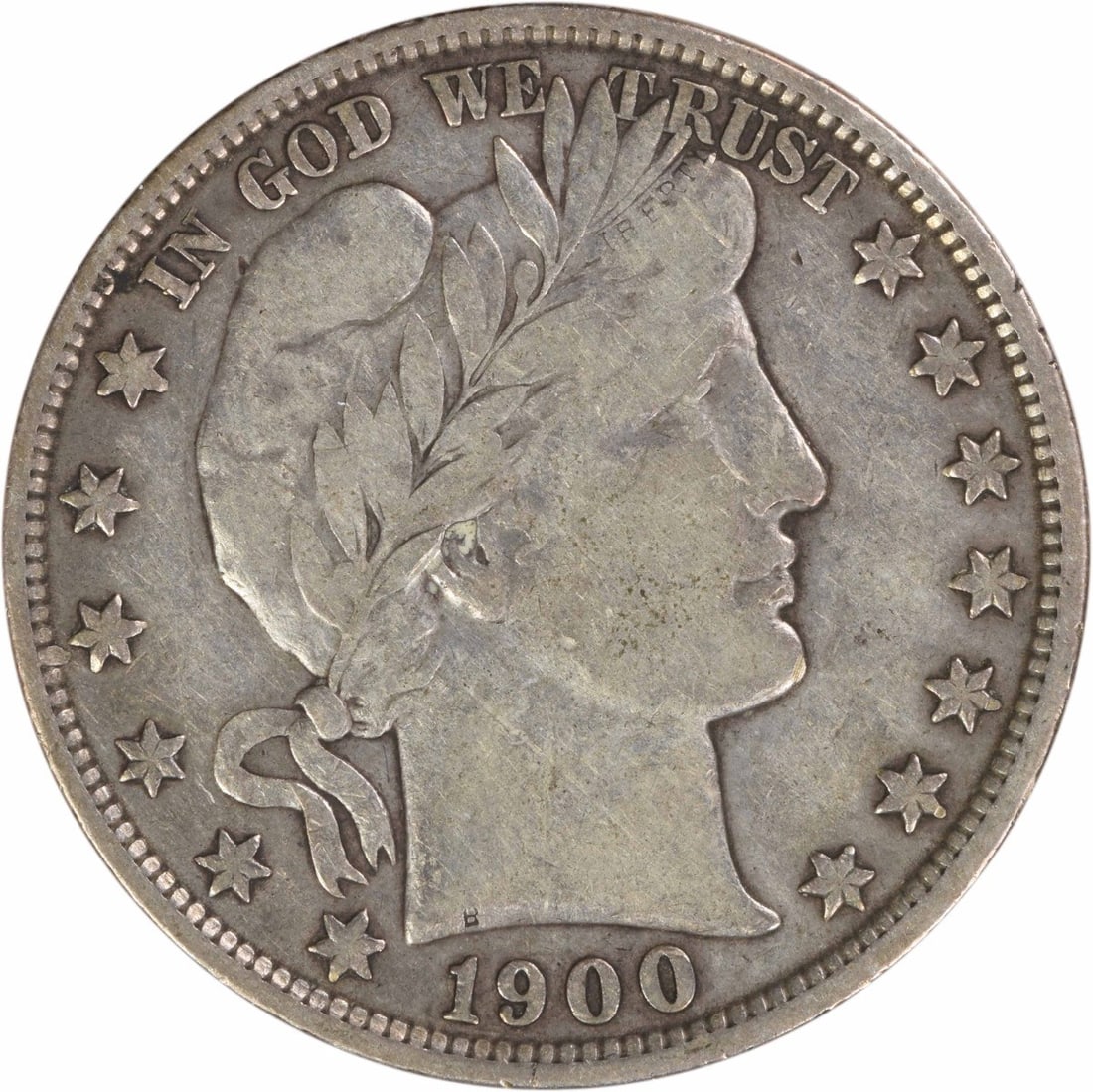 1900 Philadelphia Barber Half Dollar 90 Percent Silver VF Grade Uncertified: 1900 Philadelphia Barber Half Dollar 90 Percent Silver VF Grade Uncertified This is a 1900 Barber Half Dollar coin from the United States, designed by Charles E. Barber. The coin is circulated and has
