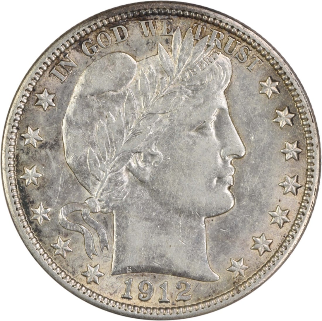 1912 Barber Half Dollar 50C AU Uncertified 90% Silver: 1912 Barber Half Dollar 50C AU Uncertified 90% Silver This 1912 Barber Silver Half Dollar showcases the impressive artistry of Charles E. Barber. With a grade of AU, this coin has been circulated and 