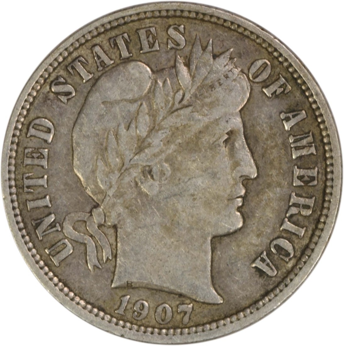 San Francisco Mint 1907 Barber Dime 90 Percent Silver EF Grade Uncertified: San Francisco Mint 1907 Barber Dime 90 Percent Silver EF Grade Uncertified This 1907-S Barber Silver Dime is a circulated example from the San Francisco Mint, designed by Charles E. Barber. The coin i