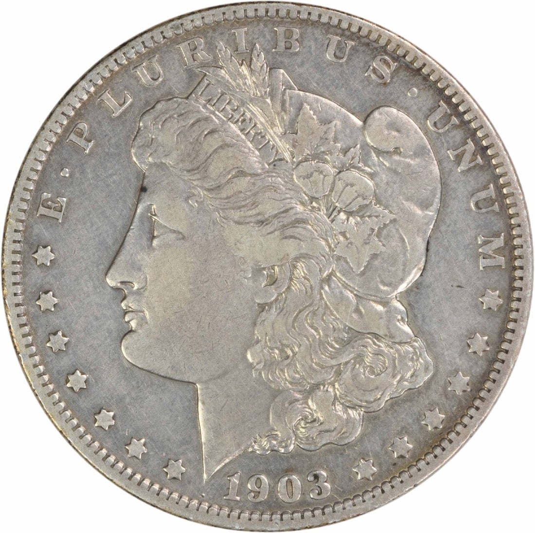 1903 New Orleans Morgan Dollar 90 Percent Silver Uncertified VF: 1903 New Orleans Morgan Dollar 90 Percent Silver Uncertified VF This 1903-O Morgan Silver Dollar is composed of 90% silver and 10% copper. Minted in New Orleans, it features the design by George T. Mo