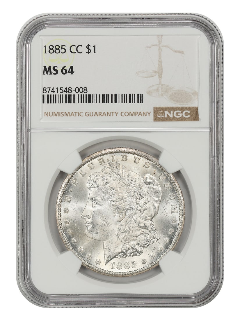 NGC MS64 1885 Carson City Morgan Silver Dollar Low Mintage: NGC MS64 1885 Carson City Morgan Silver Dollar Low Mintage This 1885-CC Morgan Dollar is certified by NGC with a grade of MS64. Struck at the Carson City Mint, it represents the lowest mintage of any 