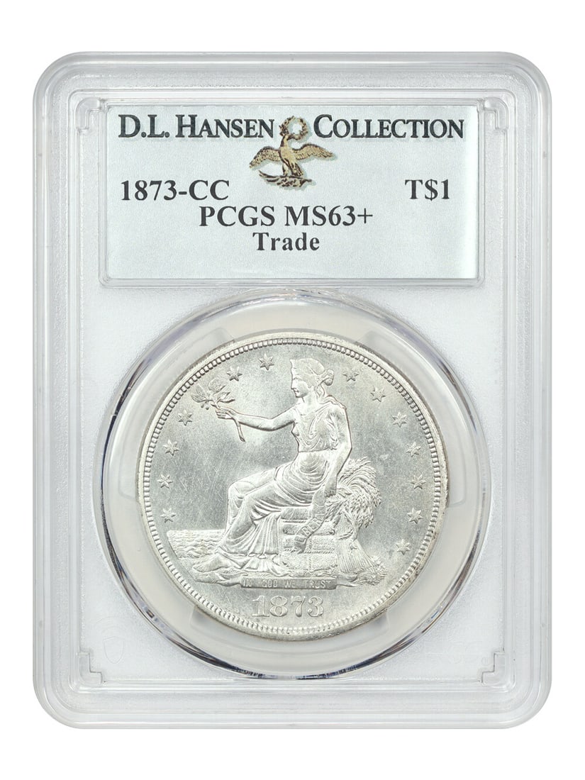 1873-CC Trade Dollar $1 PCGS MS63+ Rare First-Year Issue: 1873-CC Trade Dollar $1 PCGS MS63+ Rare First-Year Issue This stunning 1873-CC Trade Dollar is a remarkable example of numismatic artistry, graded MS63+ by PCGS. As a first-year issue and a pivotal tr