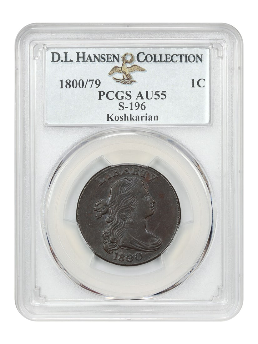 1800 Draped Bust Cent S-196 PCGS AU55 Rare Overdate Coin (1 of 4)