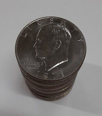 Roll of 20 1971-D Eisenhower Dollars Uncirculated BU $1 Coins (1 of 3)